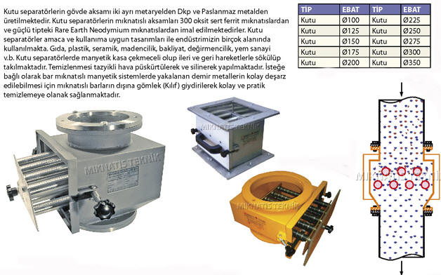 Boru Tipi Mıknatıslı Kutu Seperatörler